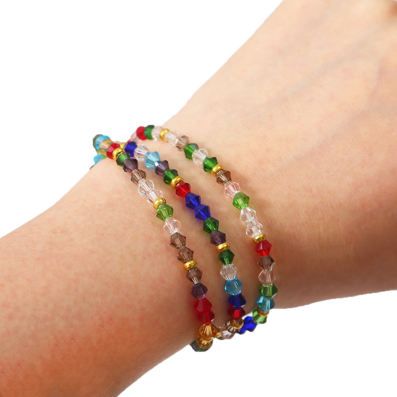 Set hạt bicone thuỷ tinh đa diện pha lê nhiều màu làm trang sức