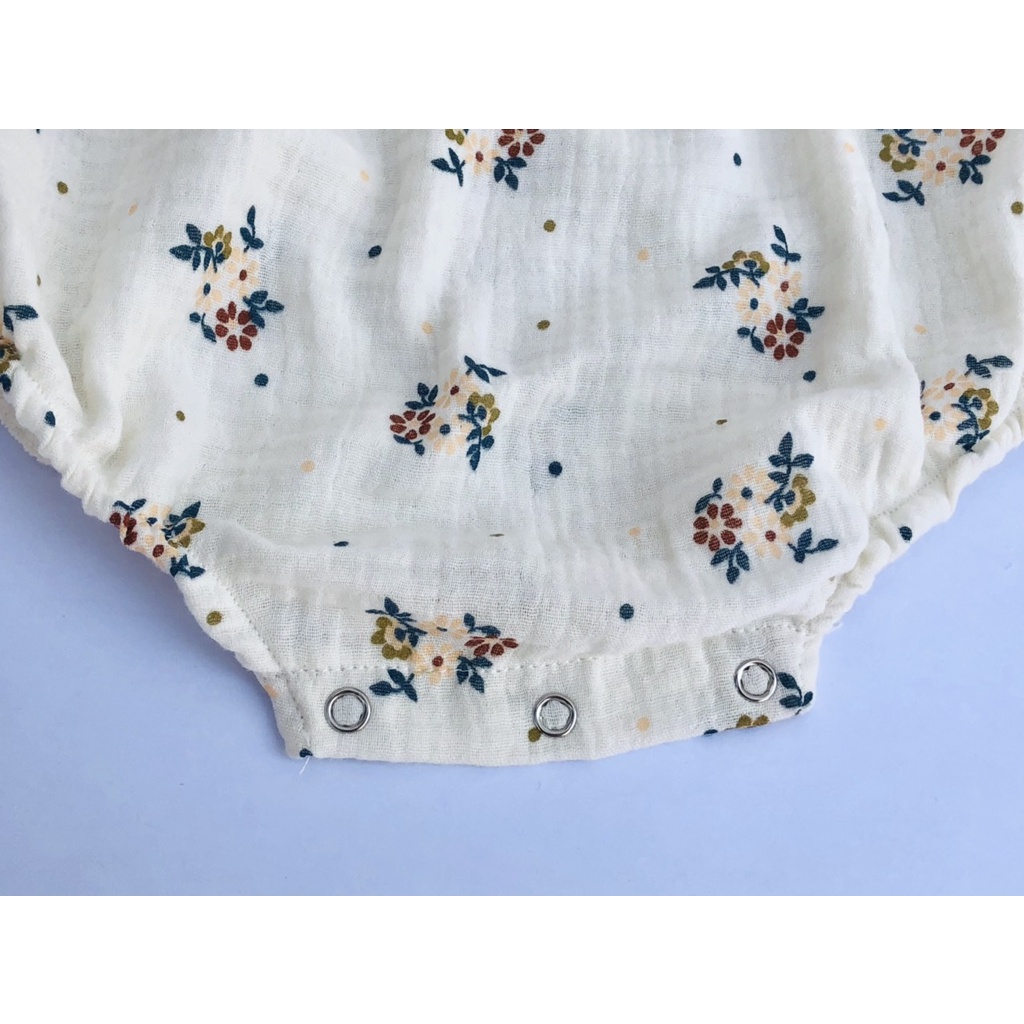 Bodysuit cho bé gái sơ sinh 6 tháng đến 2 tuổi BABY112.VN kiểu hàn quốc chất liệu muslin hoa nhí mát mịn B005