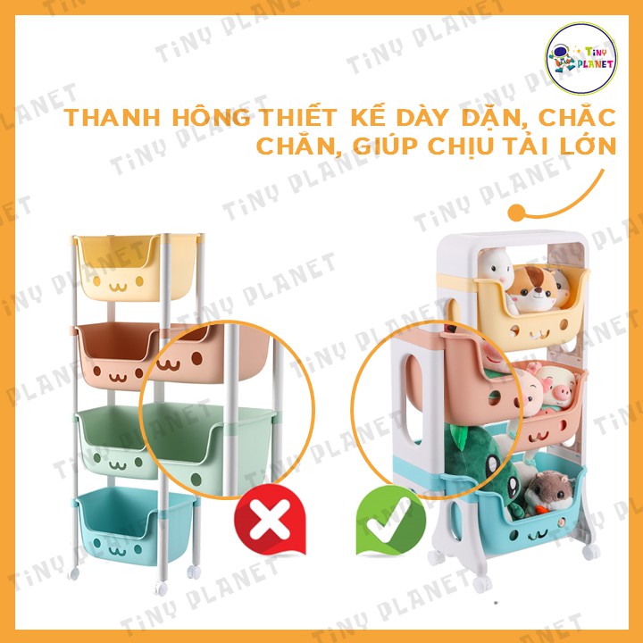 Kệ 3 tầng đa năng có bánh xe đựng tã bỉm đồ chơi cho bé