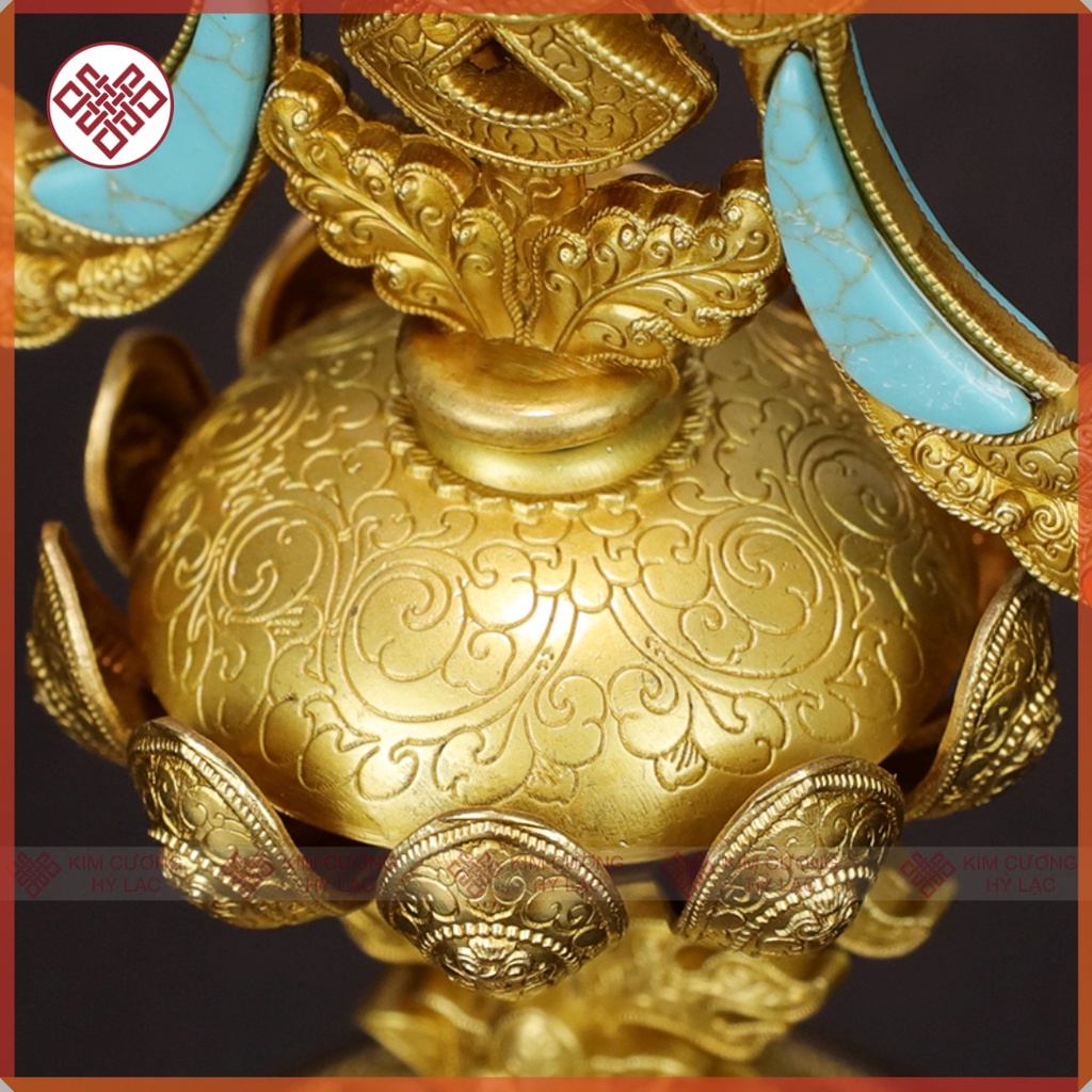 Bát Cát Tường  Mật Tông [Kim Cương Hỷ Lạc] Đồng Mạ V.À.N.G Cao 16 Cm