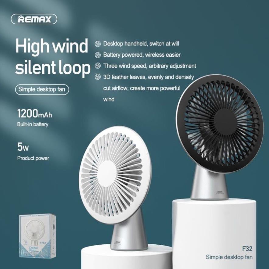 Quạt Remax F32 3 chế độ siêu mát, siêu tiện ích 1200mah New 2020