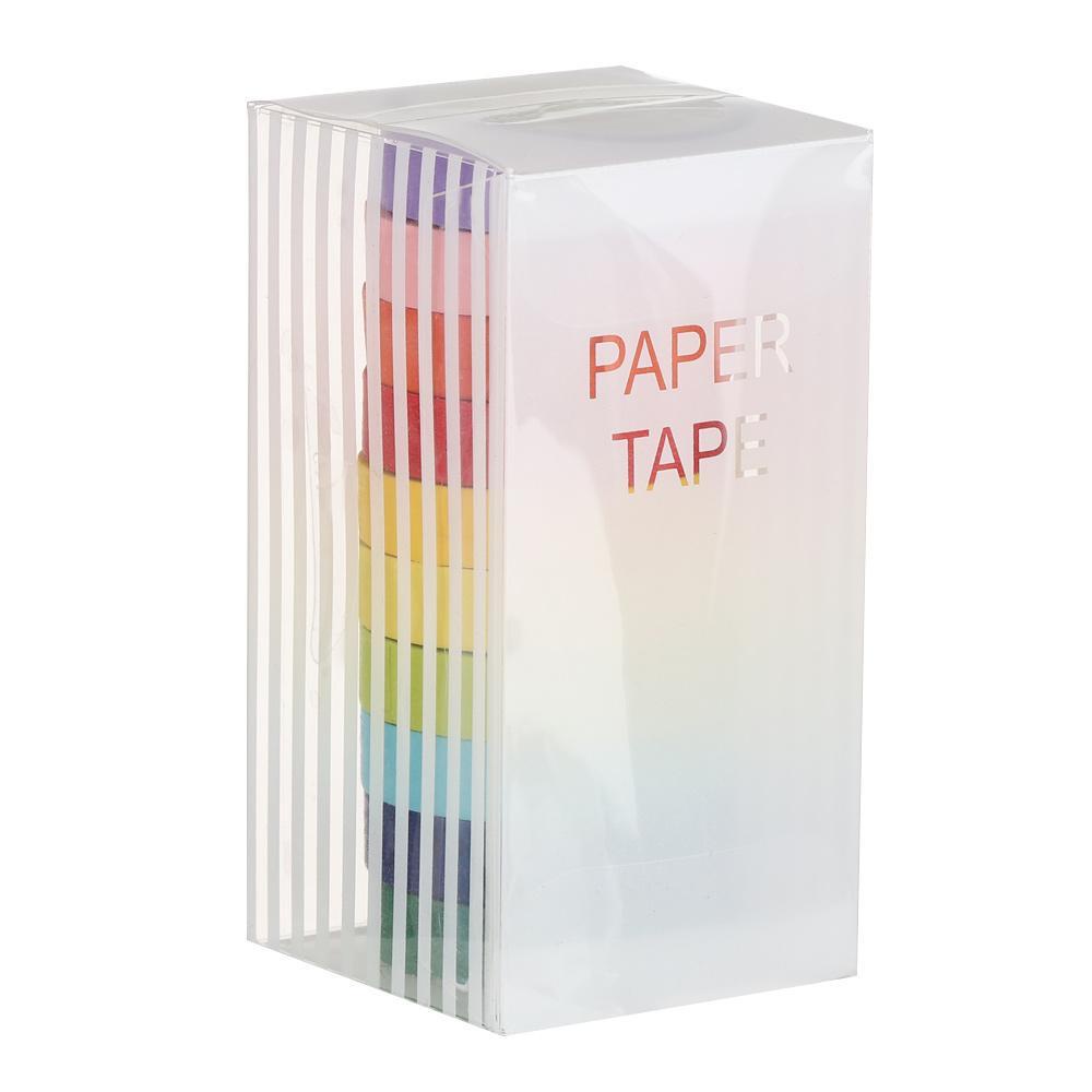Bộ 10 Cuộn Băng Keo Dán Trang Trí Sổ Tay Màu Cầu Vồng Xinh Xắn