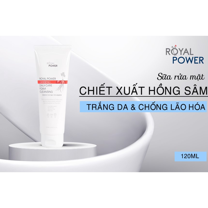 Sữa Rửa Mặt Ngăn Ngừa Lão Hóa, Trắng Da Hồng Sâm -  Royal Power Ginseng Daily Care Foam Cleansing 120ml