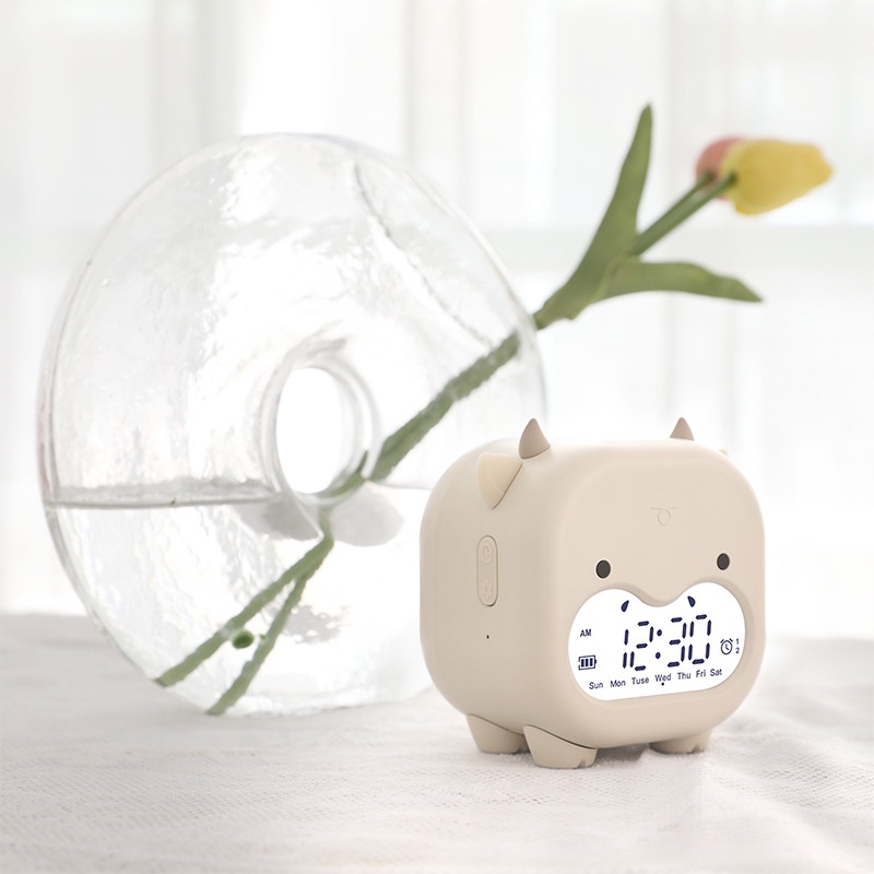 Đồng hồ báo thức điện tử kiêm đèn ngủ Trâu cute ✅ Đồng hồ để bàn✅ Cảm ứng âm thanh đổi màu✅ Thể hiện nhiệt độ✅ Decor