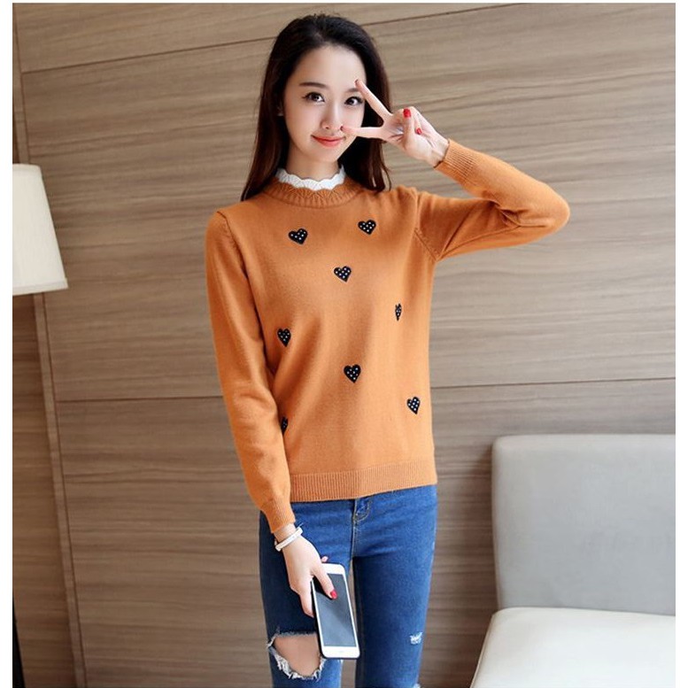 áo len nữ cổ trụ xinh xắn, áo len Quảng châu dầy dặn a52