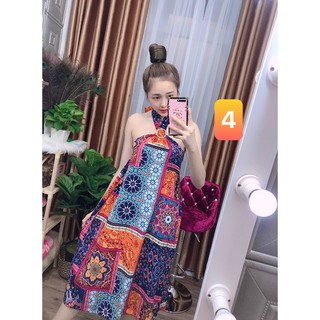 Đầm yếm thổ cẩm + Ảnh thật
