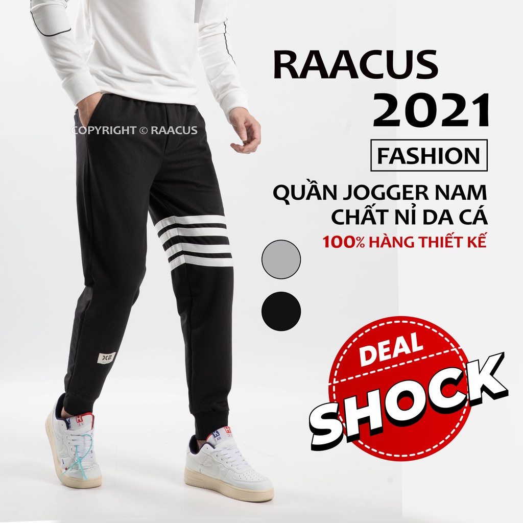 Quần jogger nam Raacusstore chất nỉ da cá ống rộng, quần nỉ jogger nam bo gấu big size phong cách ulzzang - D1QD217