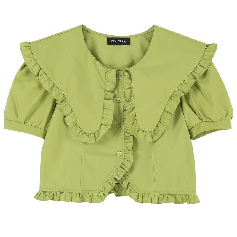 Áo Sơ Mi Cổ Búp Bê Tay Phồng Thời Trang Mùa Hè Dành Cho Nữ