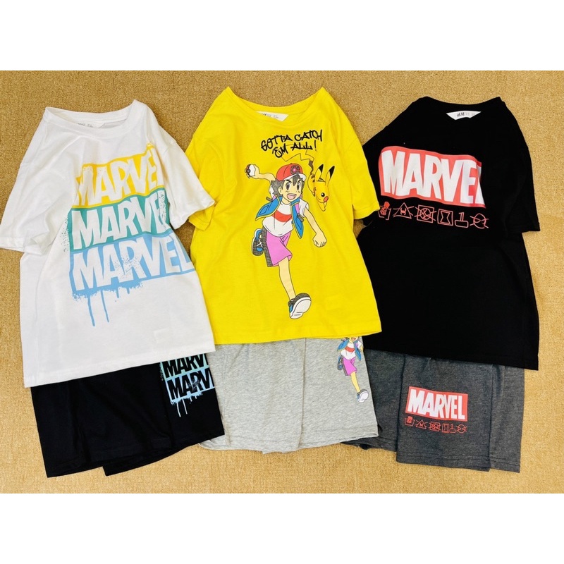 Bộ cotton bé trai đại Marvel/pokemon/nasa/ninja