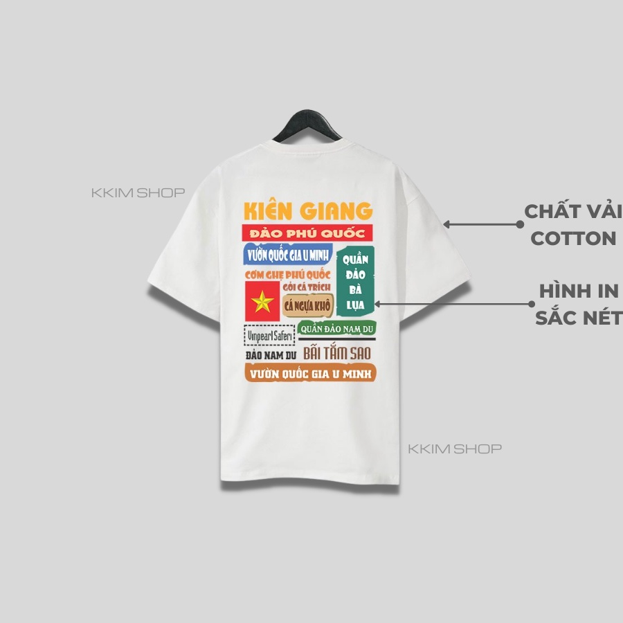 Áo thun tay lỡ KIÊN GIANG, Áo phông 63 tỉnh thành Form rộng oversize, chất liệu Cotton KKIMSHOP