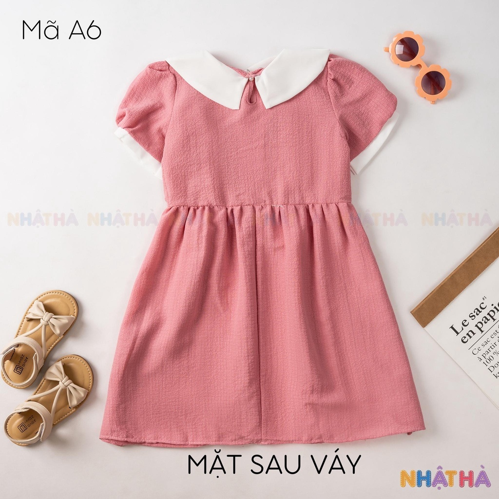 Váy bé gái A6 mùa hè mặc đi học đi chơi siêu xinh chất đũi xốp size đại từ 12 - 43kg