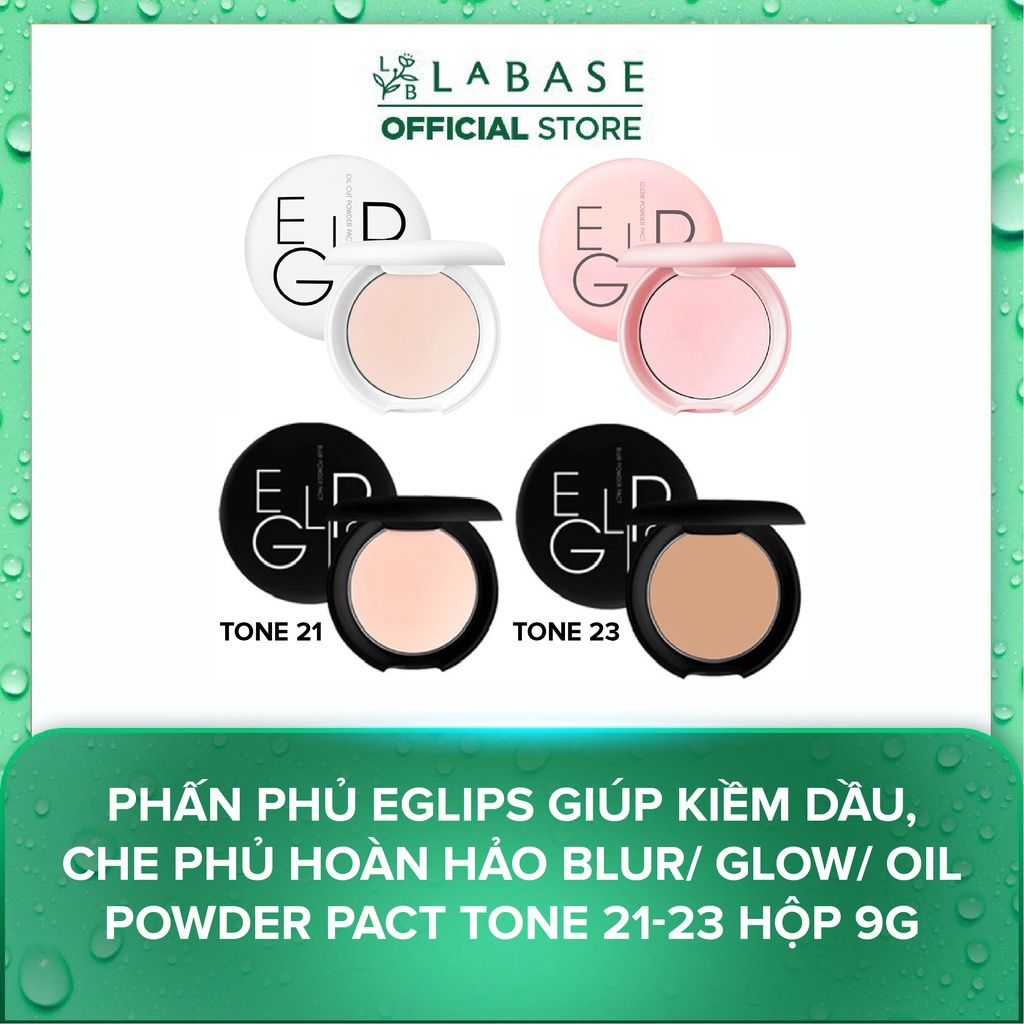 Phấn phủ Eglips giúp kiềm dầu, che phủ hoàn hảo Blur/ Glow/ Oil Powder Pact Tone 21-23 Hộp 9g