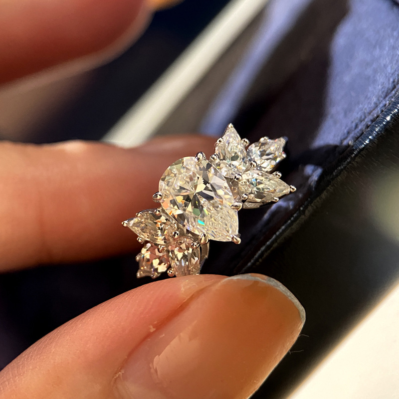 Nhẫn Bạc Họa Tiết Moissanite Thời Trang Cho Nữ