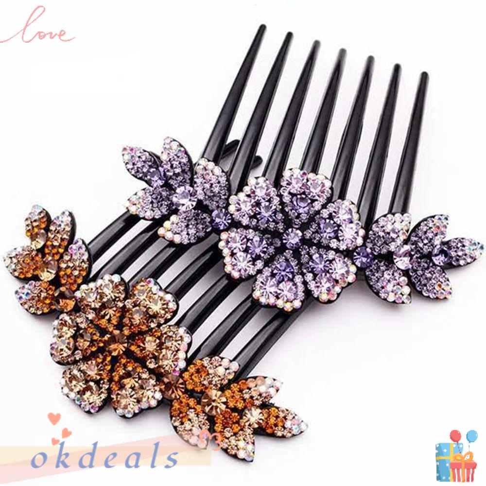 Lược Cài Tóc Đính Đá Lấp Lánh Sang Trọng|Cài Tóc Hình Hoa Đính Đá Thời Trang Cho Cô Dâu