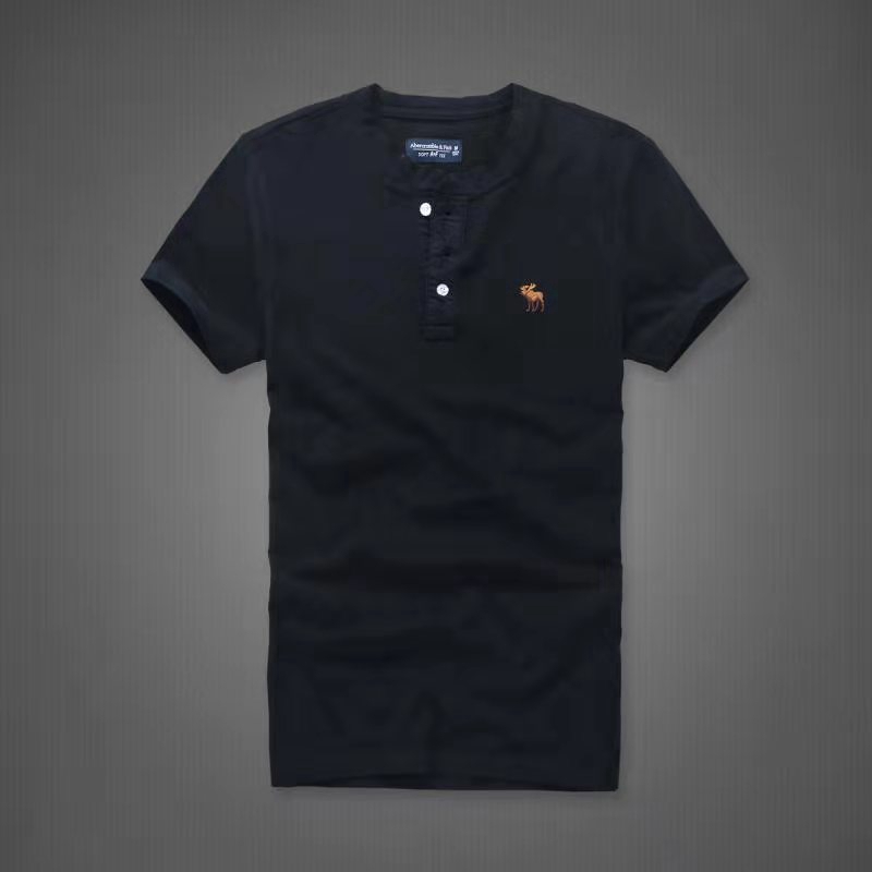 ABERCROMBIE & FITCH áo polo 100% Cotton Tay Ngắn Cổ Đứng Thêu Họa Tiết Thời Trang Cho Cặp Đôi