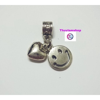Charm ống lùa bạc thái làm chặn vòng
