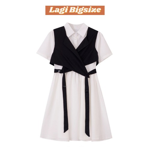 Sét Đồ Nữ, Sét Váy Sơ mi kèm Gile chất liệu voan siêu mát - Set váy BIGSIZE từ 50KG đến 90KG - LAGI BÉO
