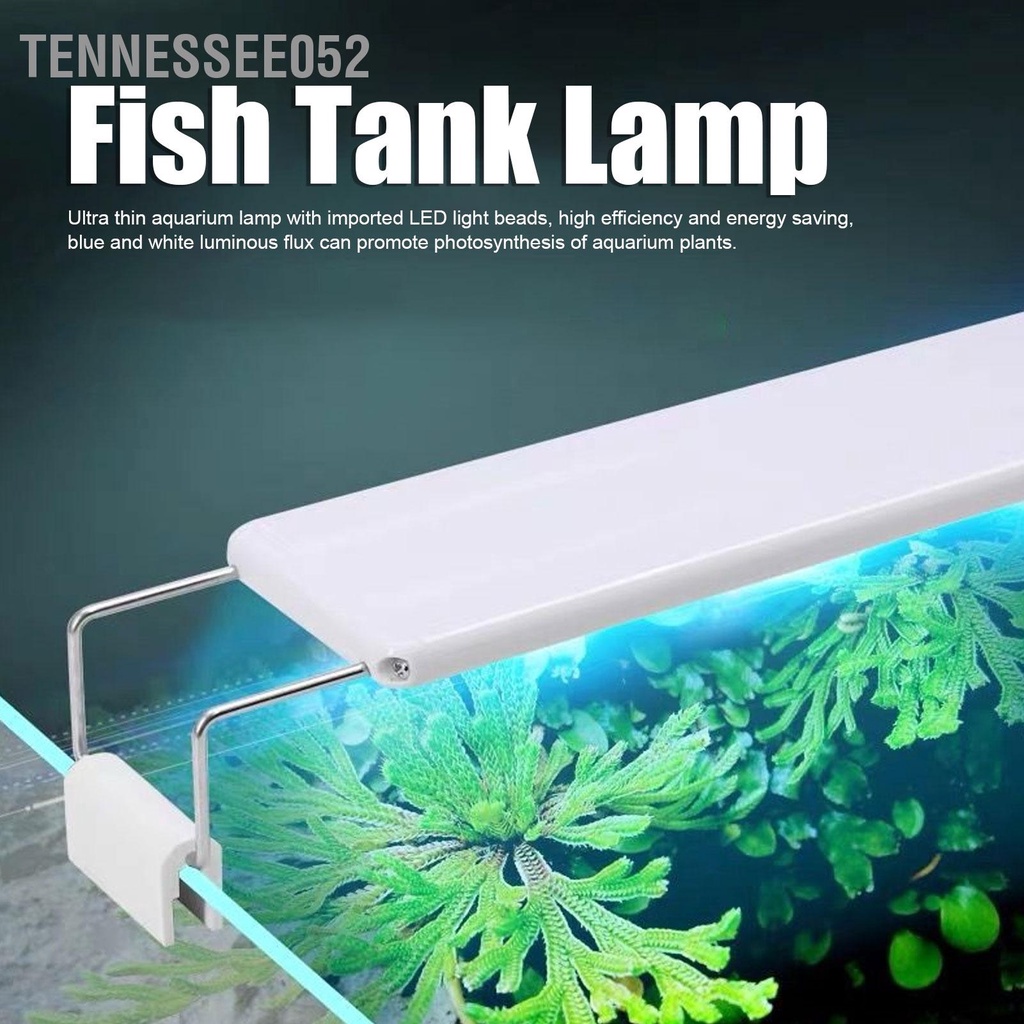 Tennessee052 Đèn LED bể cá siêu mỏng Độ sáng cao bền với giá đỡ EU Cắm 220V 10W