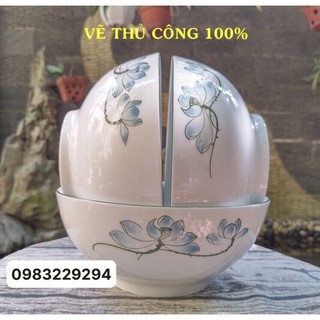Bát tô vẽ tay size 16,18,20cm - Gốm sứ Bát tràng