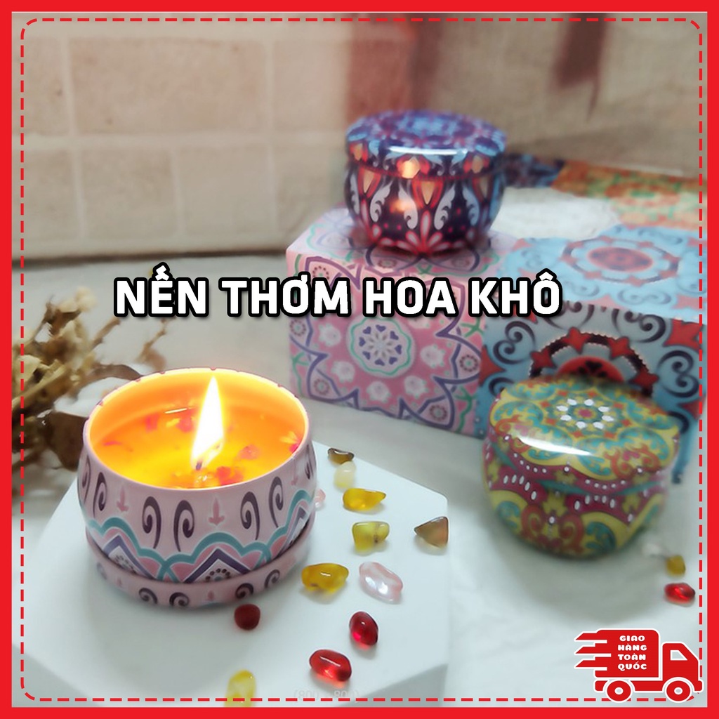 Nến Thơm Sáp Thơm Hoa Khô Cao cấp [Chọn Mùi - Có Hộp Tặng] Làm Từ Sáp Đậu Nành Tự Nhiên Khử Mùi Trang Trí Phòng Nhà Ở