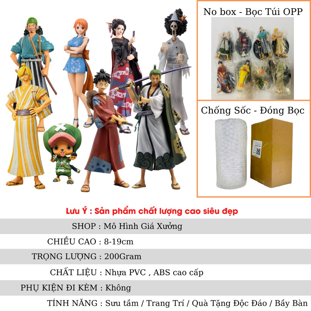 Mô hình One Piece Luffy Zoro Sanji Nami Robin Choper Usopp Brook O Kiku  ở wano quốc , figure anime one piece