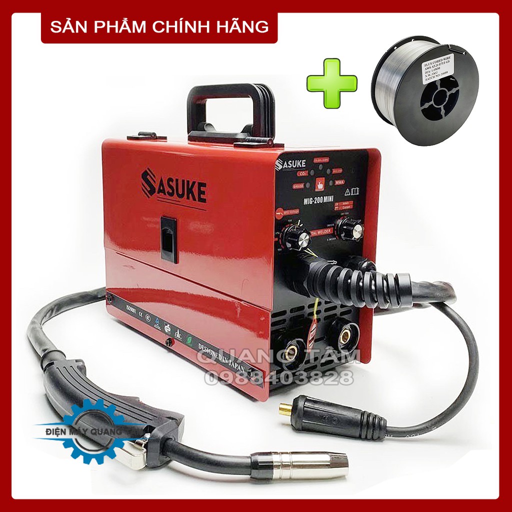 [Mã SKAMSALE8 giảm 10% đơn 200K] Máy Hàn MIG + Que 3 Chức Năng Sasuke MIG-200 Mini [Chính Hãng] + 1 Cuộn Dây Hàn 1Kg