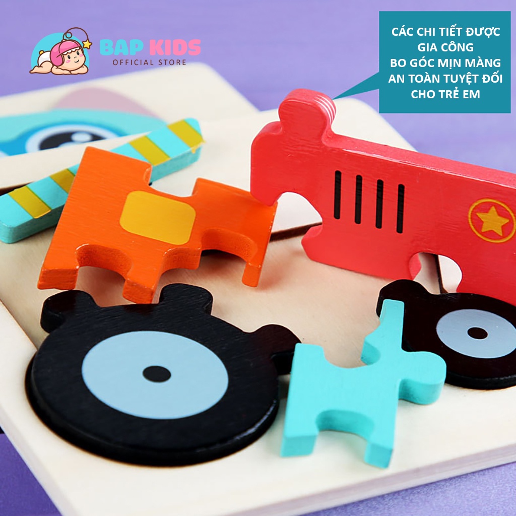 Đồ chơi ghép hình nổi 3D bằng gỗ - Đồ chơi gỗ thông minh Montessori 10.7x10.7cm