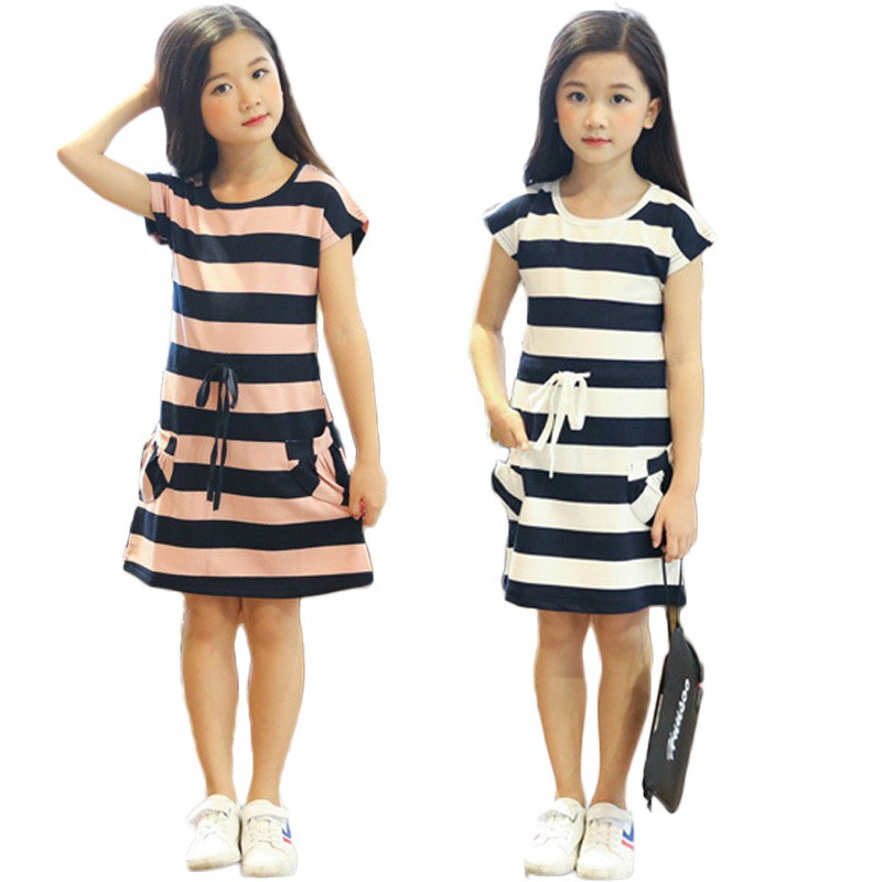 Váy bé gái cotton tay ngắn phong cách Hàn cho bé
