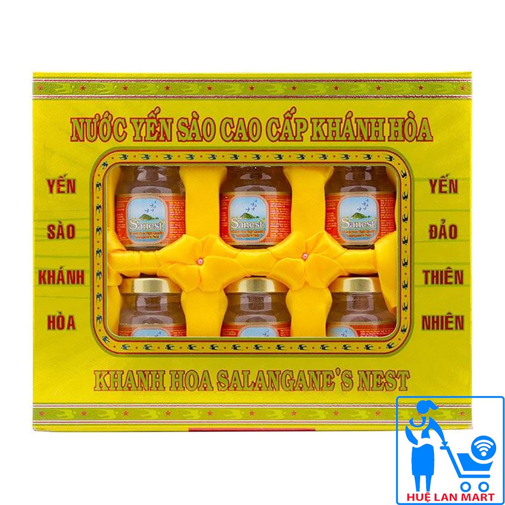 Nước Yến Sào Cao Cấp Khánh Hòa Sanest Có Đường Hộp 6 Lọ x 70ml