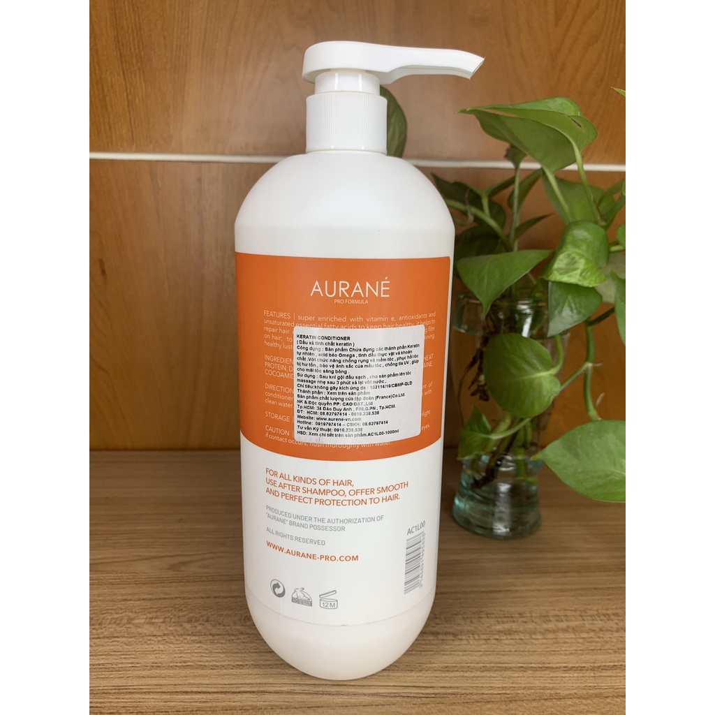 Dầu Xả Keratin Aurane 1000ml Siêu Mượt Cân Bằng Cầu Trúc Tóc Với Hương Thơm Sang Trọng