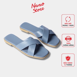 Dép đi biển nữ thời trang quai đan chéo, dép nữ đế bệt DE29
