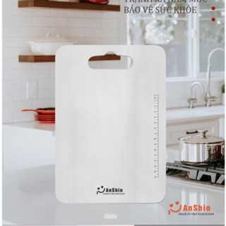 Thớt chống nấm mốc, kháng khuẩn, thớt cường lực Made in Việt Nam, thớt inox 304 có vạch chia Anshin