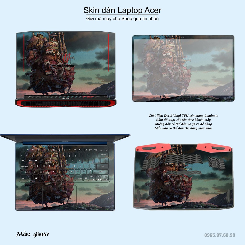 Skin dán Laptop Acer in hình Ghibli film (inbox mã máy cho Shop)