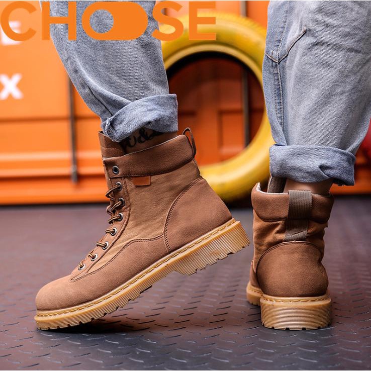 Giày Nam Giay The Thao Nam Boot Nam Giày Oxford Nam Cổ Cao Màu Trơn Da Lộn Bụi Bặm Cá Tính 2616