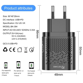 Bộ sạc nhanh USB-A Type-C QC3.0 20W PD cho iPhone Android
