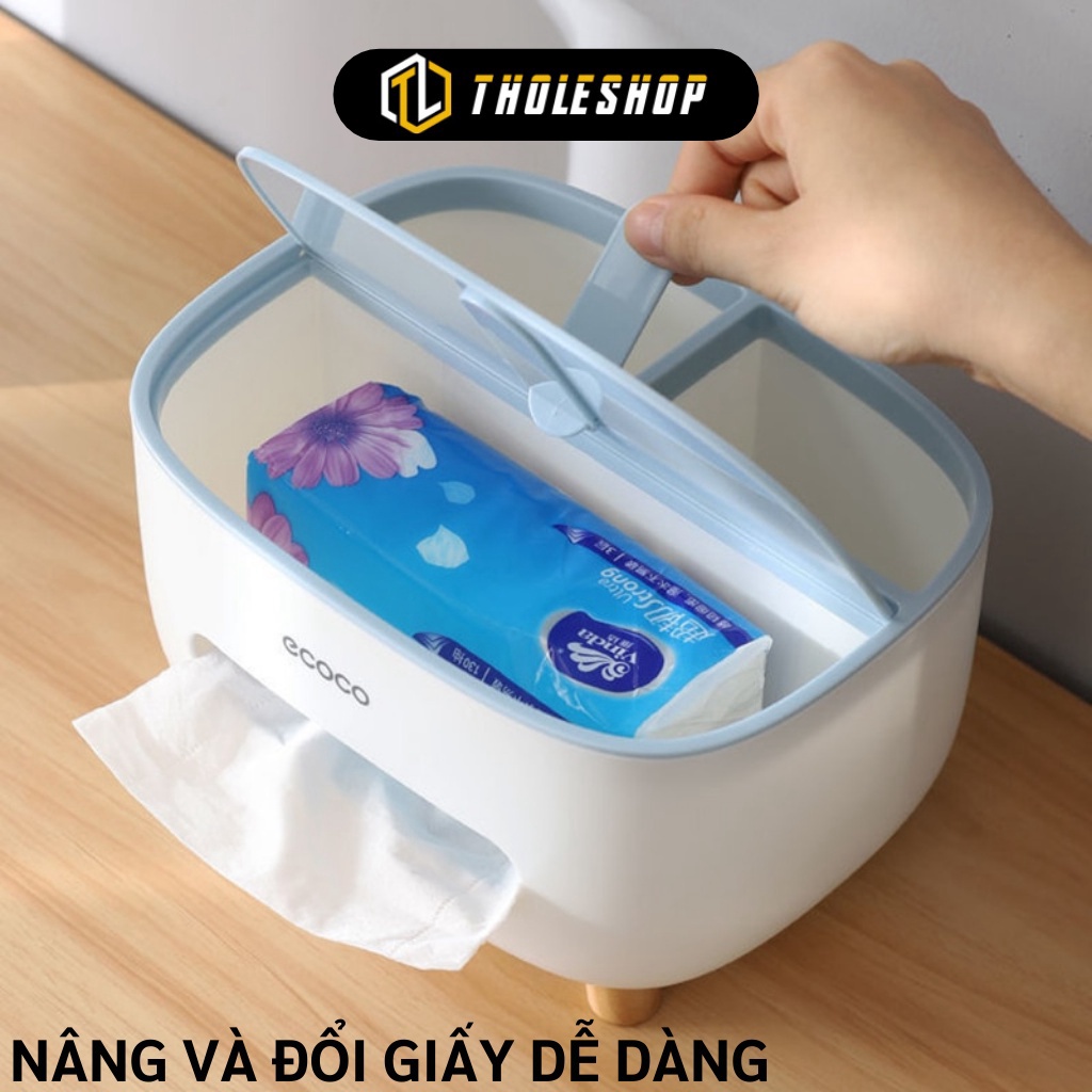 Hộp Đựng Khăn Giấy Ecoco GIGAHOME Hộp Giấy Ăn Để Bàn Sang Trọng Có Ngăn Để Đồ Đa Năng 1039