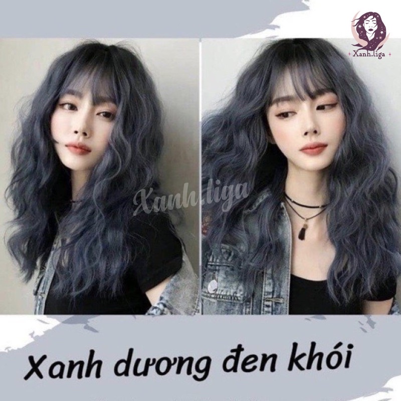 Thuốc nhuộm tóc XANH DƯƠNG ĐEN KHÓI không cần thuốc tẩy tóc Xanh_liga