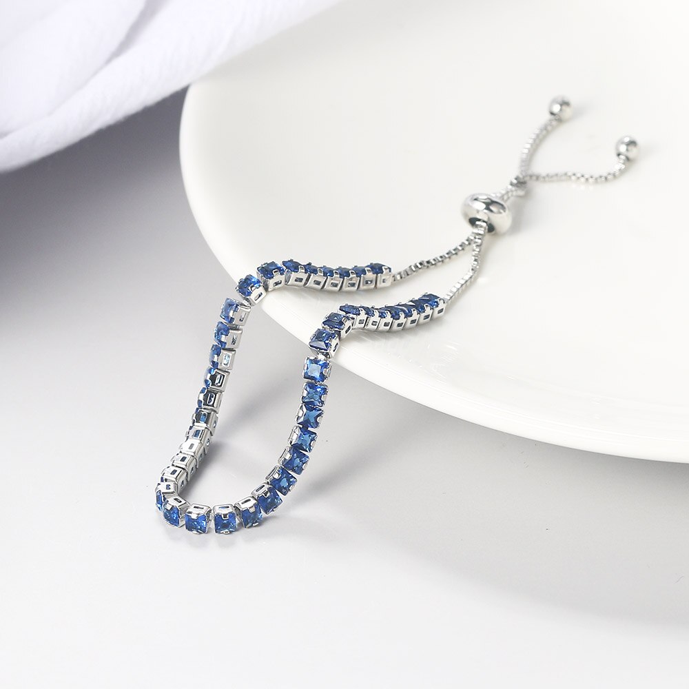 Vòng tay Bán buôn Jewelry Có thể điều chỉnh vòng đeo tay dành cho phụ nữ Kpop Luxury Quảng trường Zircon 3mm nhiều màu Hàn Quốc nữ DZH007