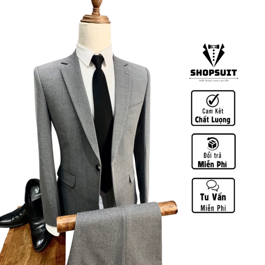 Vest nam Màu xám dáng 1 cúc, áo khoác Hàn Quốc Blazer-Shop Suit