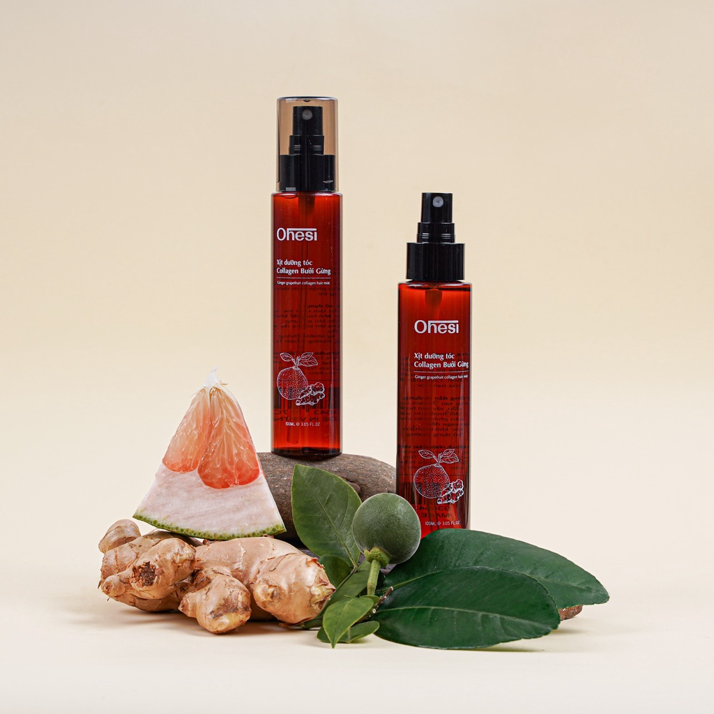 Xịt dưỡng tóc Collagen Bưởi gừng Ohesi 100ml, mọc tóc, giảm rụng tóc, phục hồi hư tổn