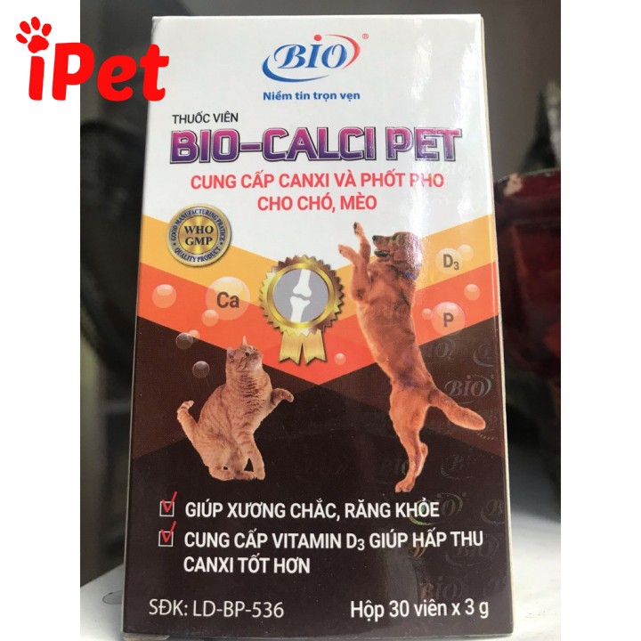 Viên Bổ Sung Canxi Và Phốt Pho Cho Chó Mèo BIO - CALCI PET - iPet Shop