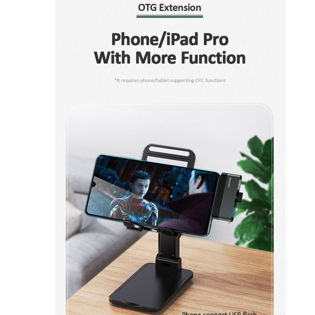 Hub USAMS Chia 3 Cổng Usb Hdmi Cho Xps For 13 Macbook Pro Android Samsung S20 Note 20 Ipad Pro