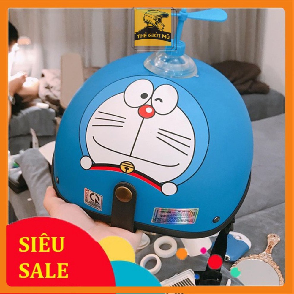 Nón bảo hiểm nửa đầu Doremon xanh dương có kèm kính siêu cute