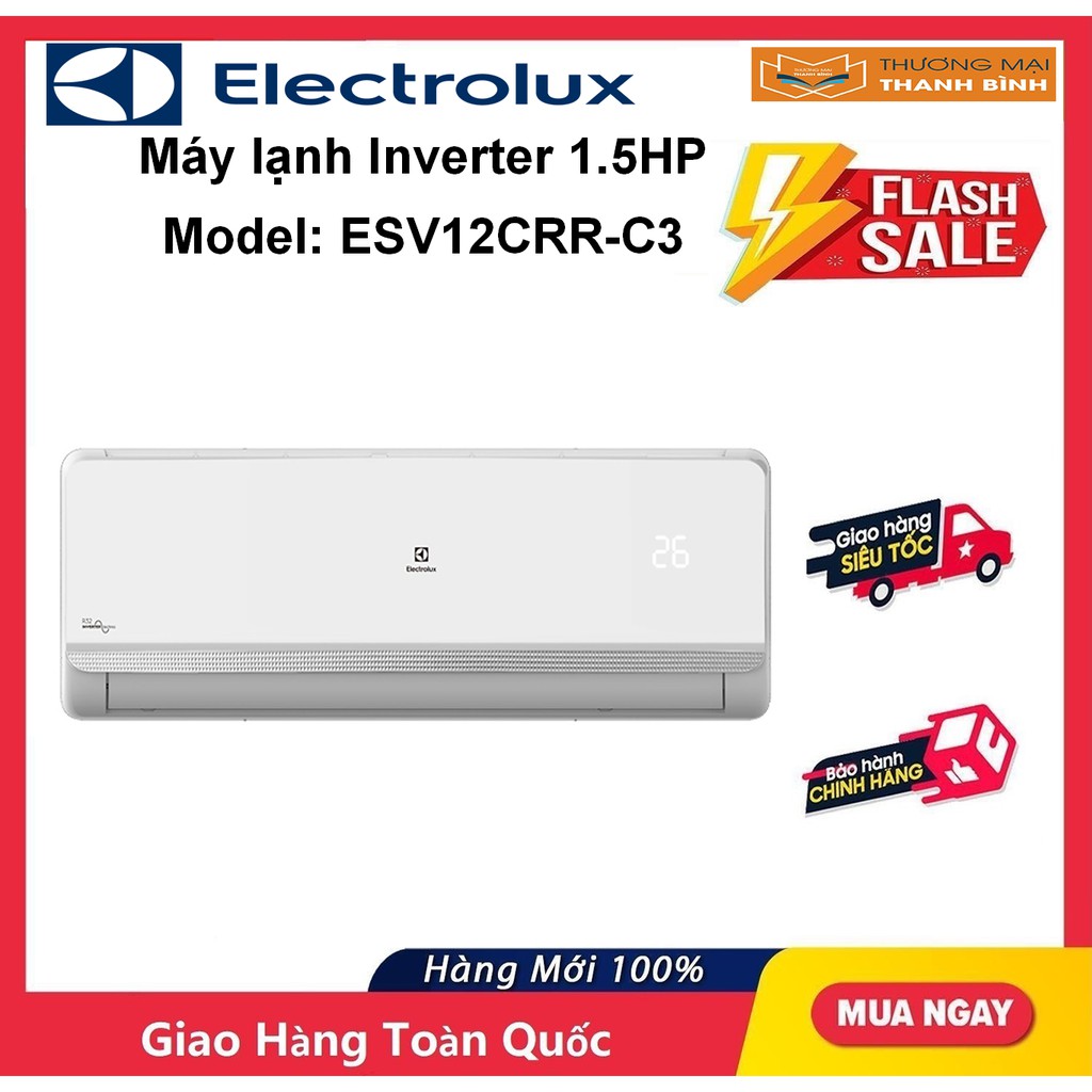 [Mã ELHA10 giảm 6% đơn 5TR] Máy Lạnh ELECTROLUX Inverter 1.5 HP ESV12CRR-C3