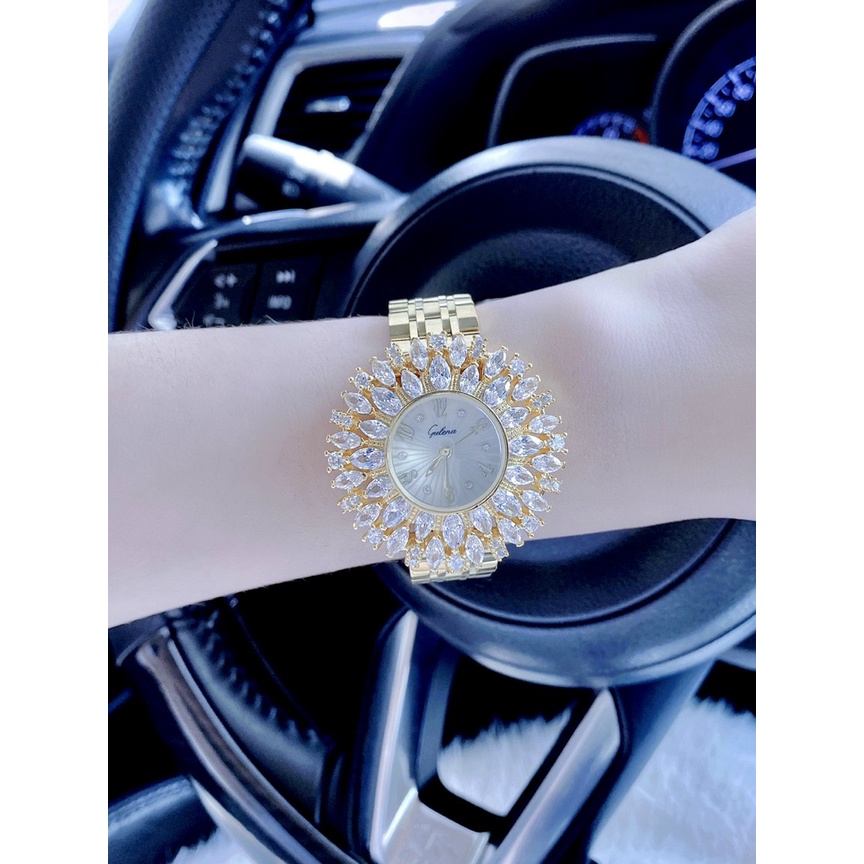 Đồng hồ đeo tay nữ chính hãng, đồng hồ nữ GULENA mặt hoa đính kim cương nhân tạo siêu cao cấp, thời trang sang chảnh