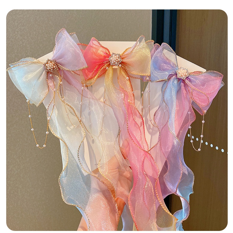 Kẹp Tóc Đính Nơ Dài Nhiều Màu Sắc Dành Cho Bé Gái