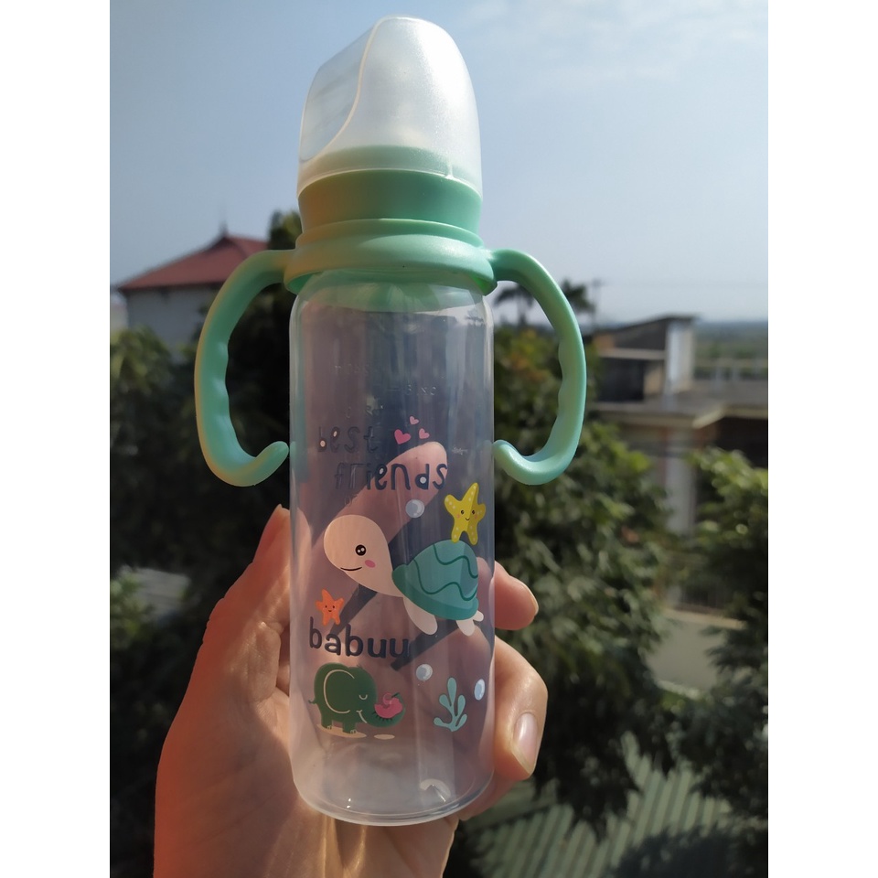 (Tặng kèm 1 núm) Bình sữa Babuu Baby Cổ hẹp nhựa PP dung tích 60/125/250ml