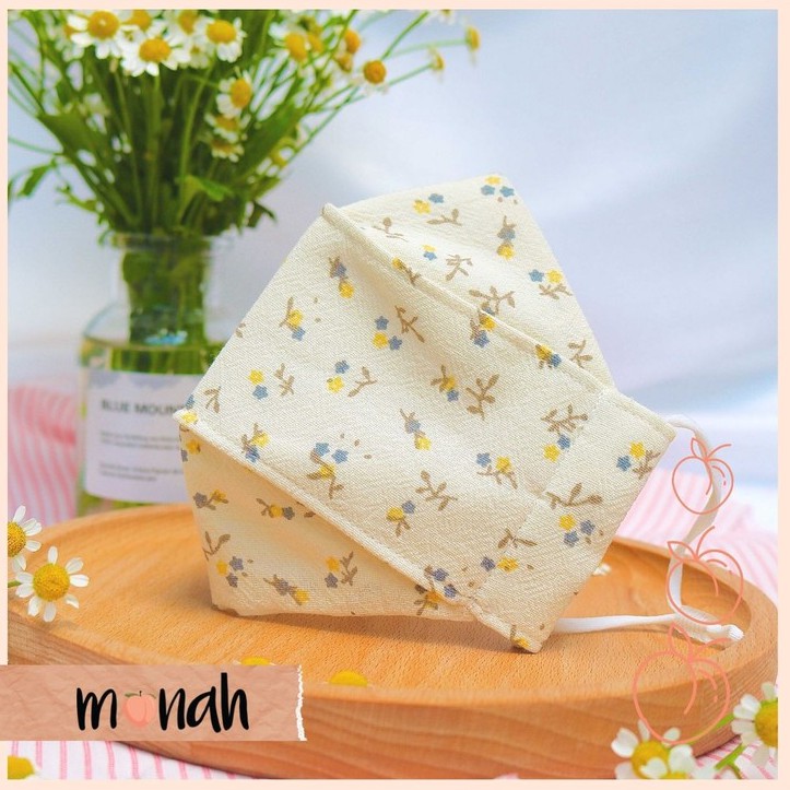 Khẩu trang vải kháng khuẩn linen cotton 3 lớp nhiều màu hoa nhí cổ điển dễ thương | BigBuy360 - bigbuy360.vn