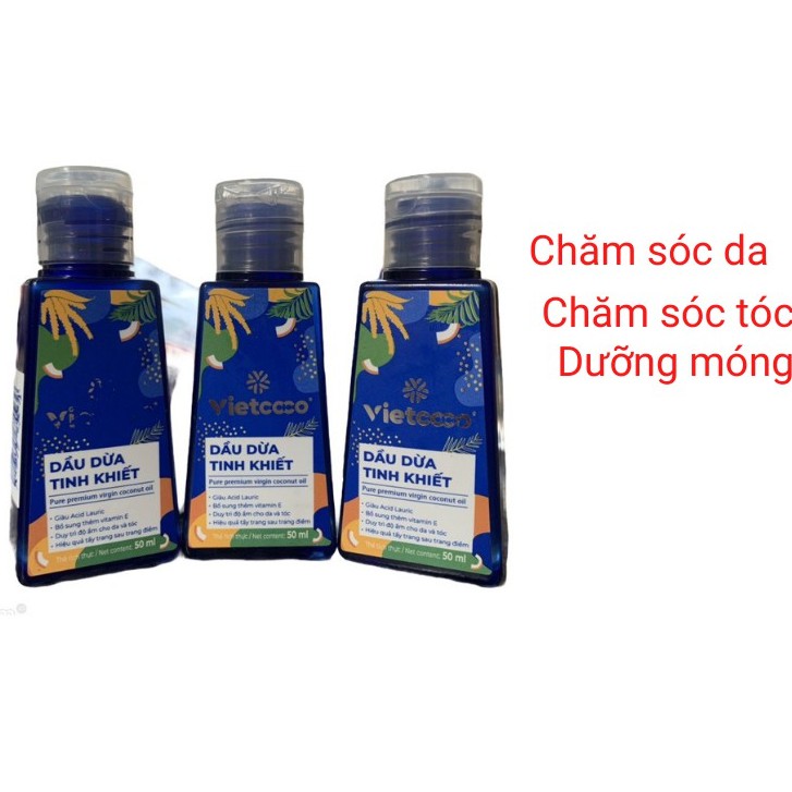 Dầu Dừa Tinh Khiết Mỹ Phẩm Vietcoco - dưỡng tóc, dưỡng da 50ml