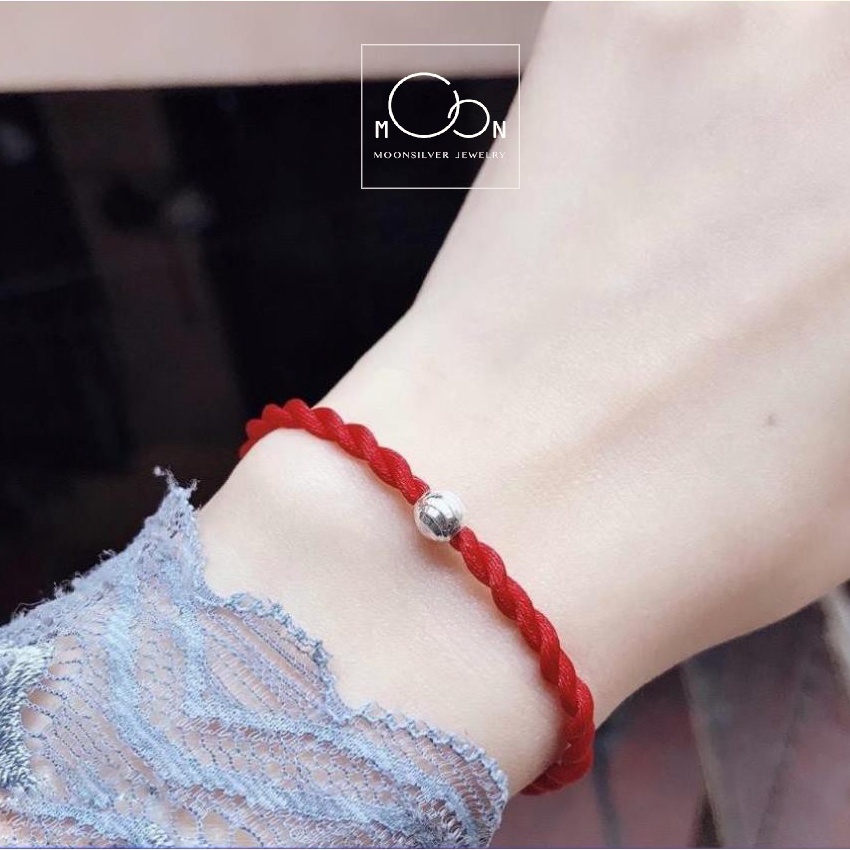 Vòng tay sợi chỉ đỏ may mắn mix bi bạc moonsilver